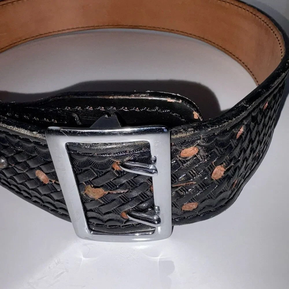 Dutyman Basketweave Full Grain Leather Belt 1021U Size 34 Police Officer Uniform